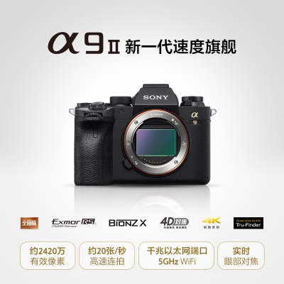 Alpha 9 II 微單?數(shù)碼相機(jī) 新一代速度旗艦（黑色 約20張/秒高速連拍 千兆以太網(wǎng)端口 5GHz Wi-Fi ILCE-9M2/A9M2/α9 ii）